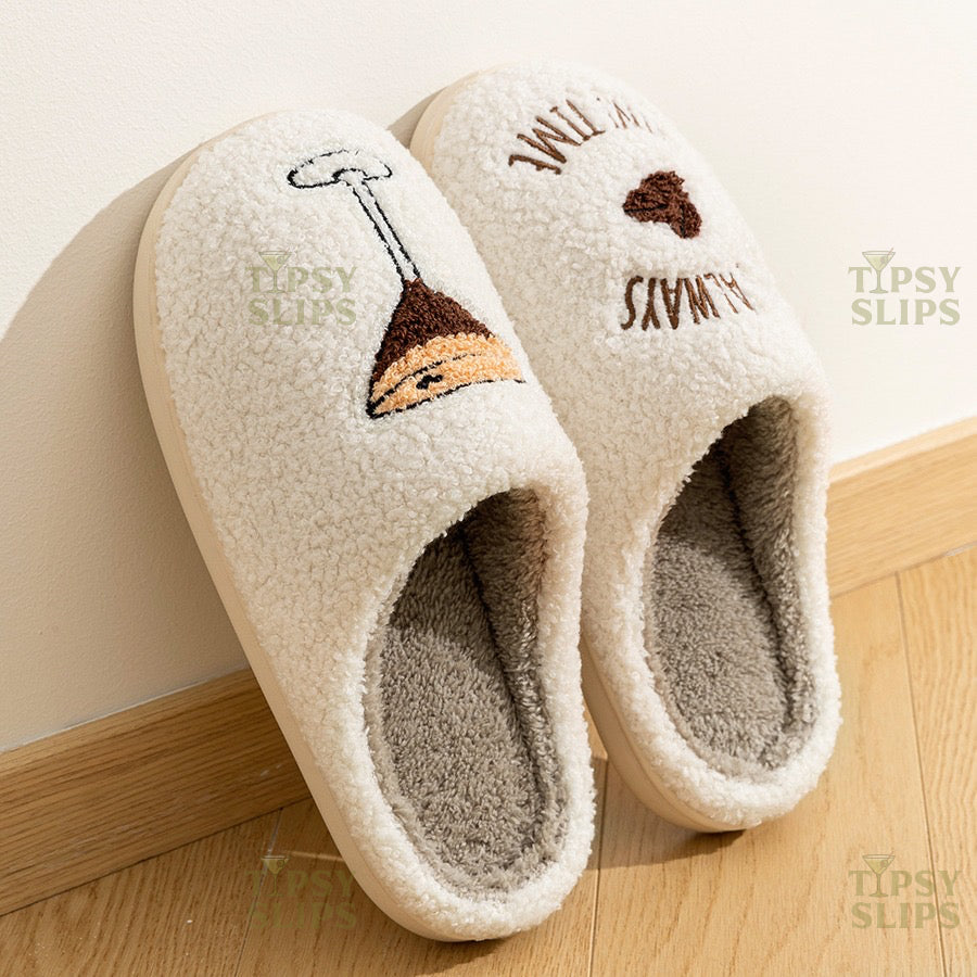 Espresso Martini Slippers It's Always Tini Time | Cozy Comfy Fluffy Slippers Bachelorette Party Bridal Shower Girl Mom Daughter Gift