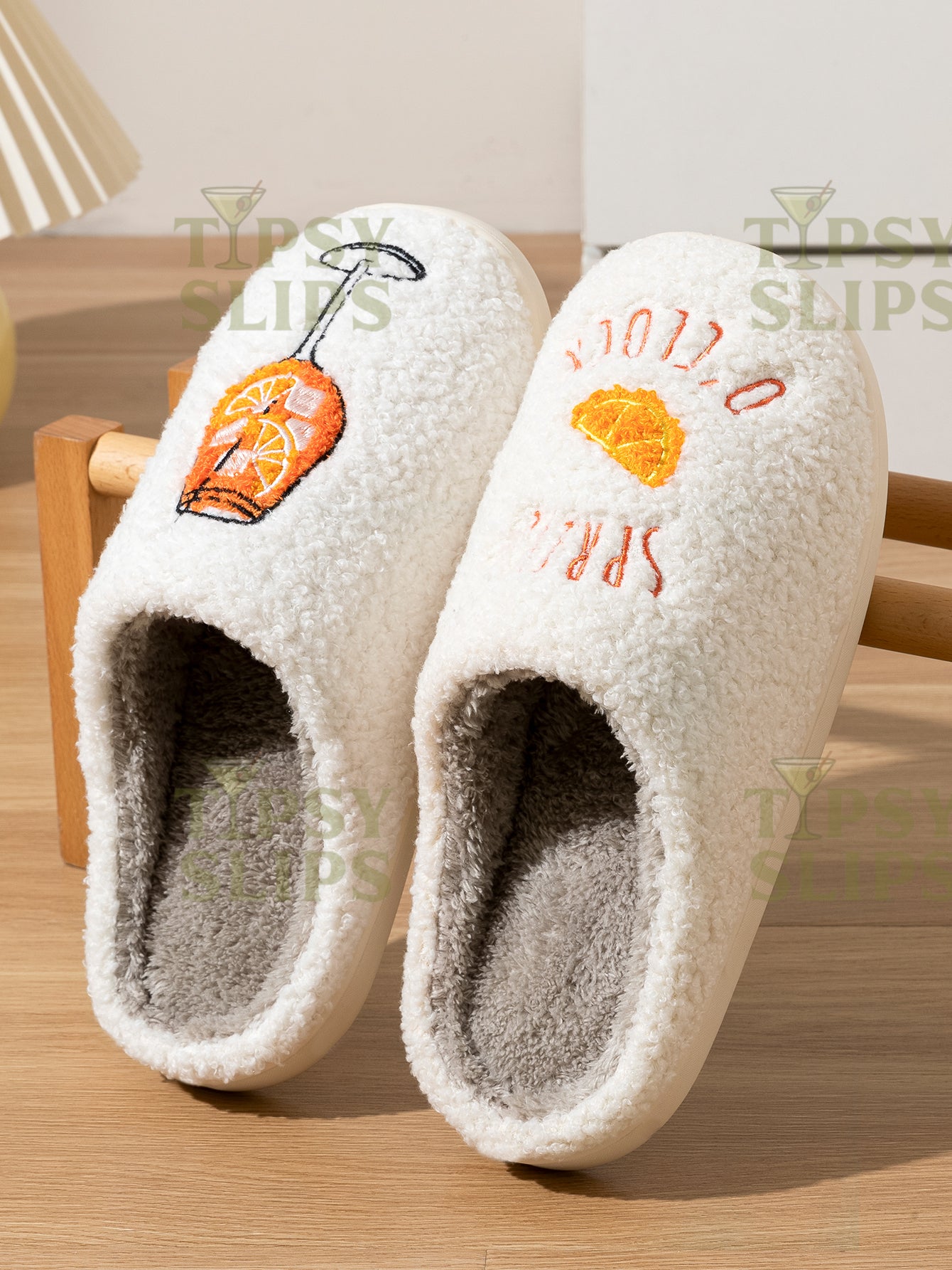 Aperol Spritz Slippers Spritz O'Clock | Cozy Comfy Fluffy Slippers Bachelorette Party Bridal Shower Girl Mom Daughter Gift