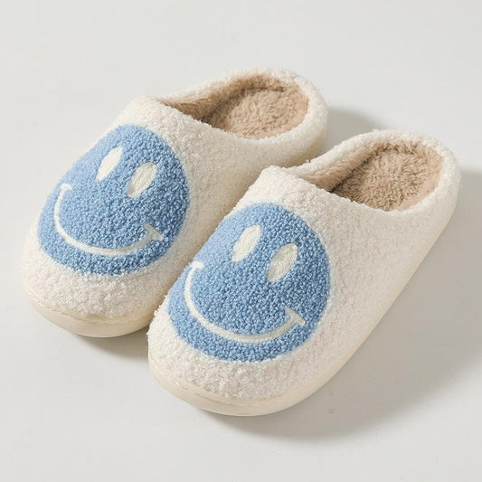 Smiley Face Slippers Fluffy Cushion Slides Cute Womens Comfortable Smile