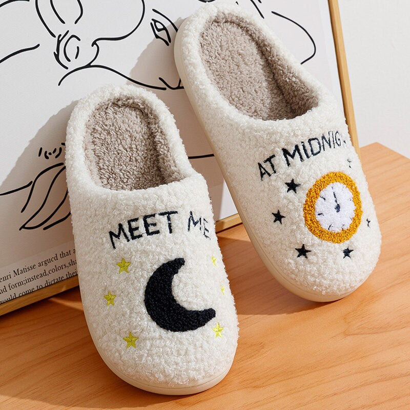 Taylor Swift Slippers Swiftie Merch Midnights Meet Me at Midnight Merch Cute Womens Comfortable Smile Embroidered