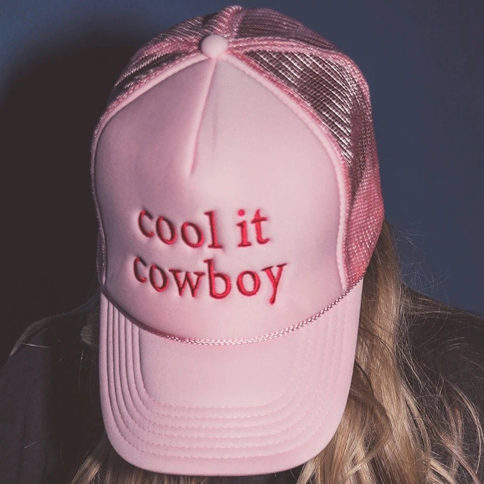 Cool It Cowboy Trucker Hat | Cowboy Hat | Nashville Hat | Bachelorette Party Hat | Cowgirl Hat | Pink Cowboy Hat | Nashville Bachelorette
