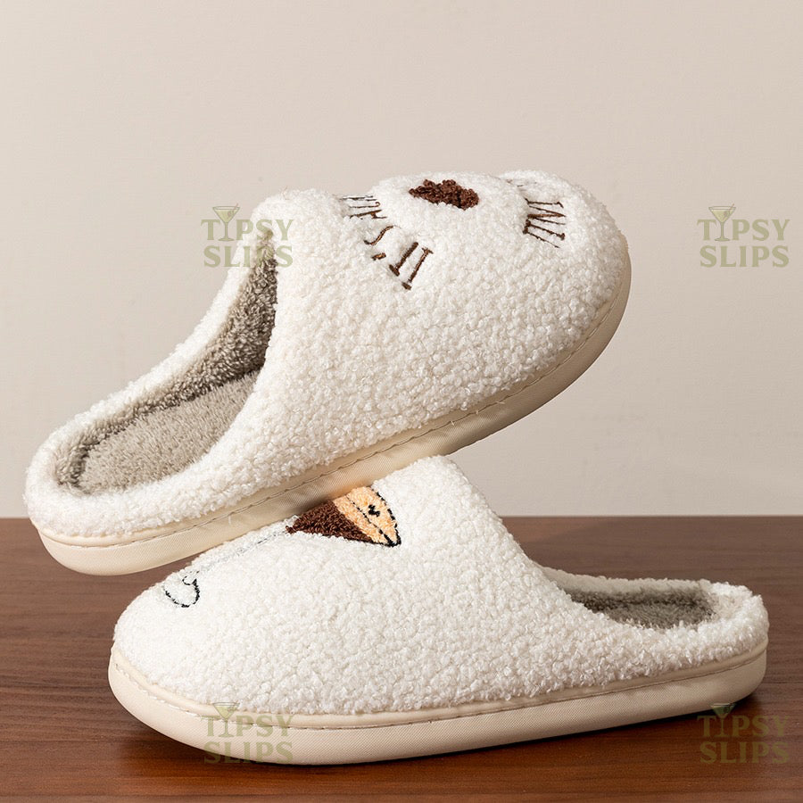 Espresso Martini Slippers It's Always Tini Time | Cozy Comfy Fluffy Slippers Bachelorette Party Bridal Shower Girl Mom Daughter Gift
