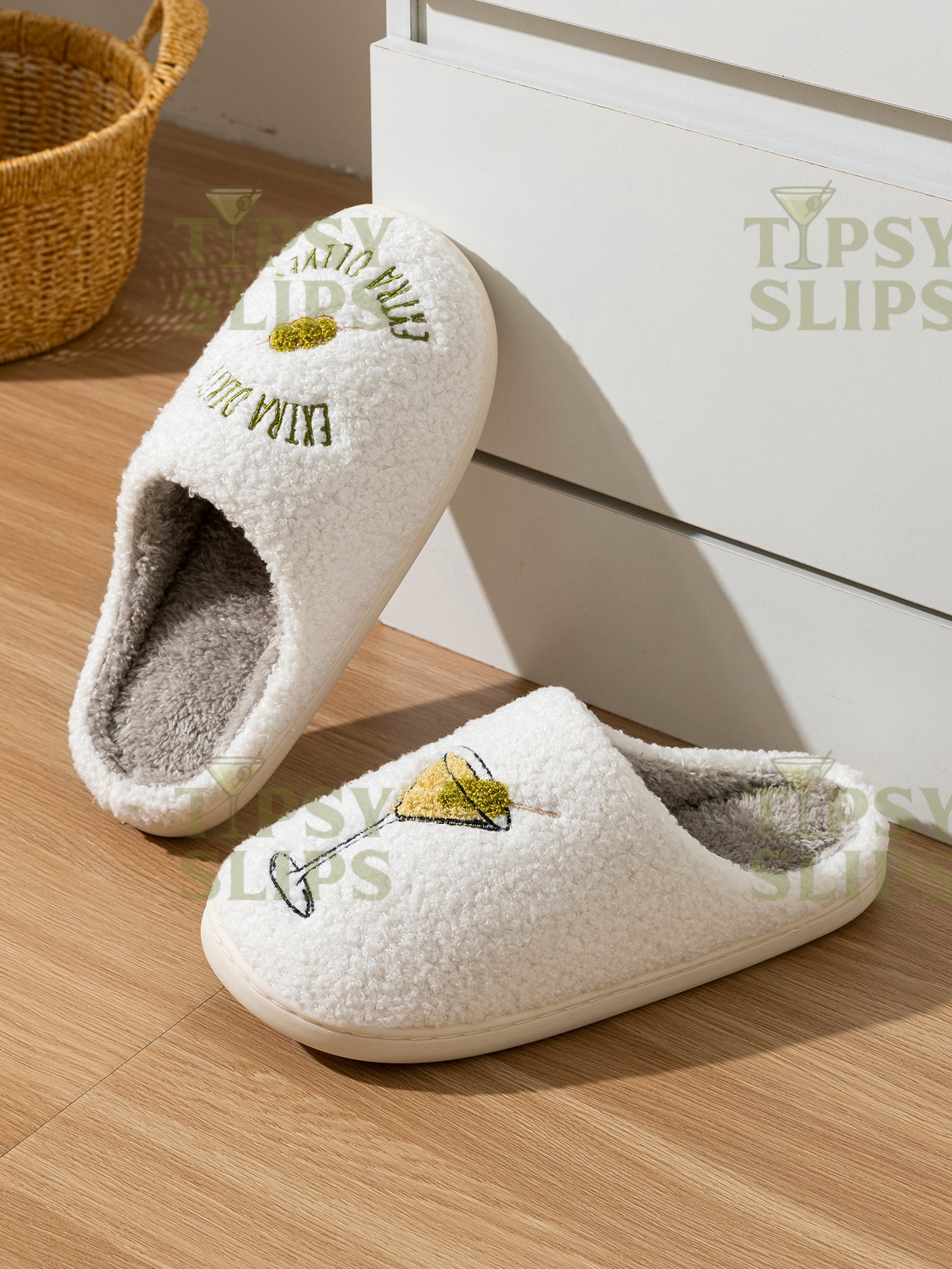 Dirty Martini Slippers Extra Dirty  | Cozy Comfy Fluffy Slippers Bachelorette Party Bridal Shower Girl Mom Daughter Gift