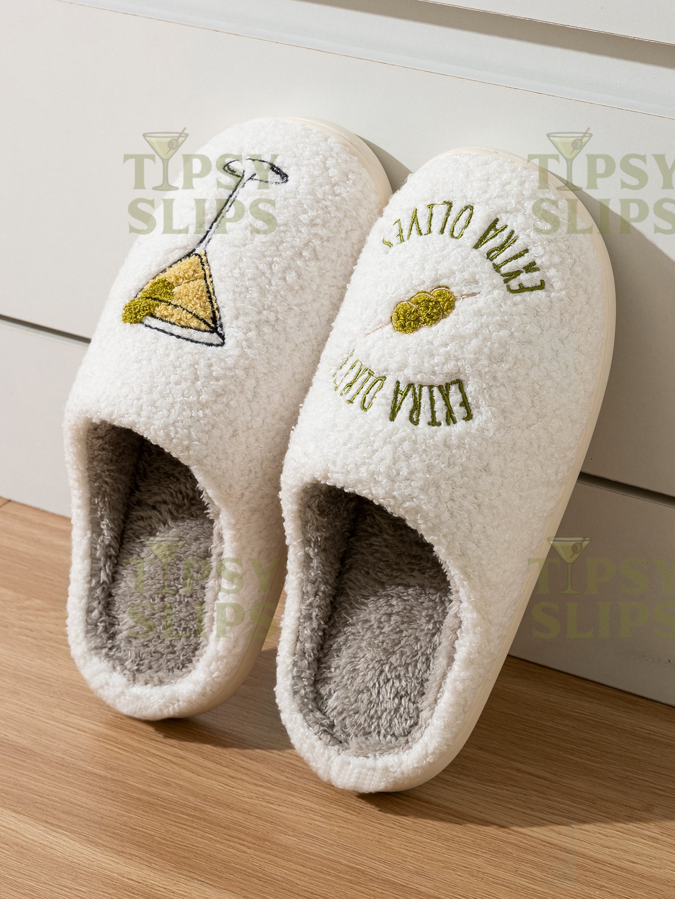 Dirty Martini Slippers Extra Dirty  | Cozy Comfy Fluffy Slippers Bachelorette Party Bridal Shower Girl Mom Daughter Gift
