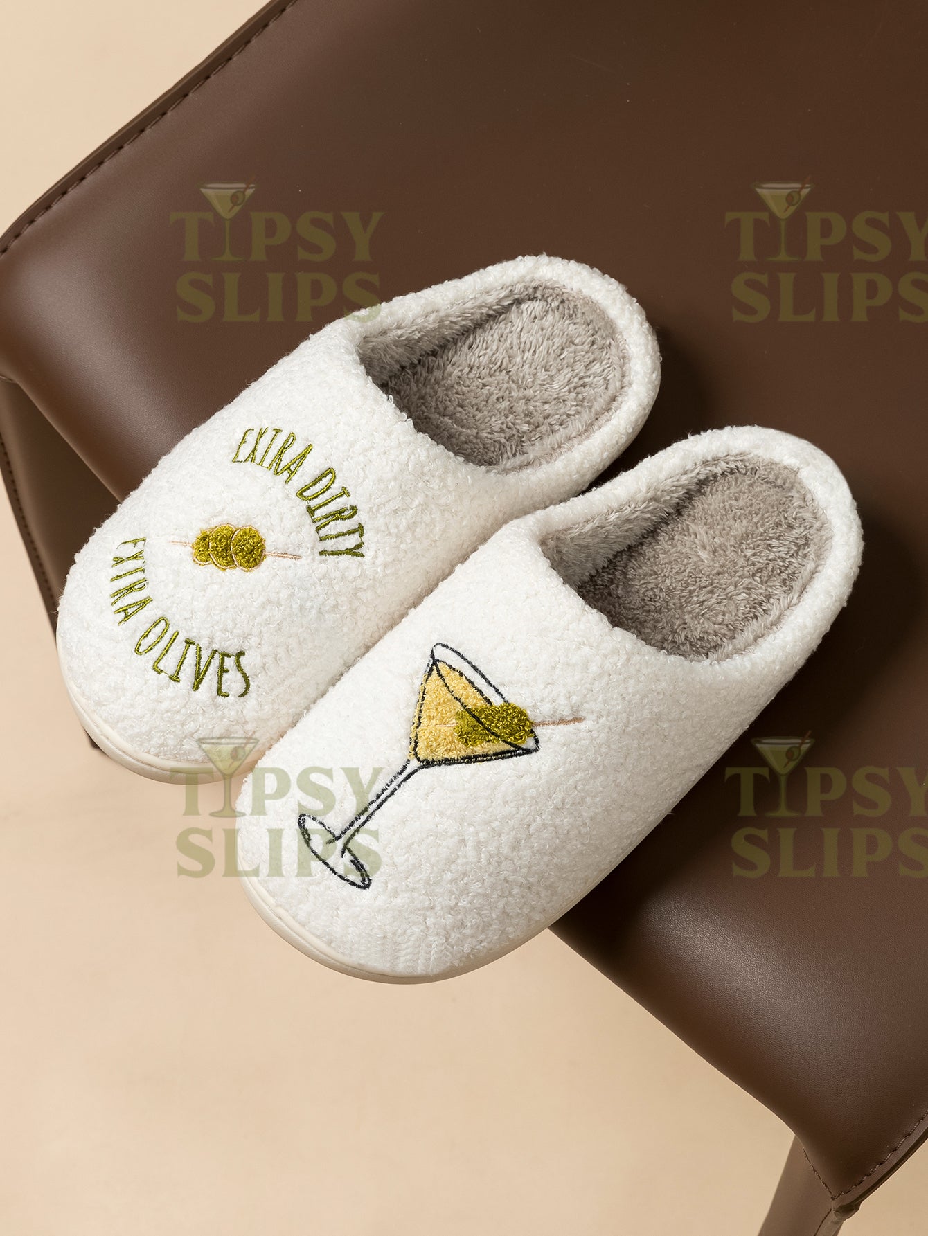 Dirty Martini Slippers Extra Dirty  | Cozy Comfy Fluffy Slippers Bachelorette Party Bridal Shower Girl Mom Daughter Gift
